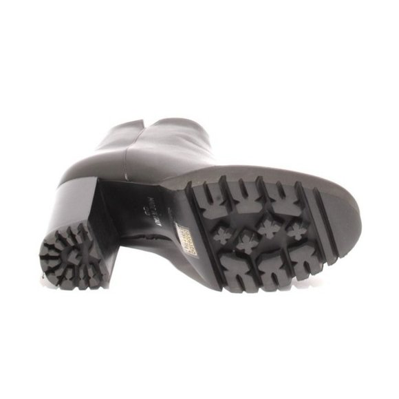 Italian Black Leather Zip-Up Ankle Heel Platform Boots - Picture 8 of 8